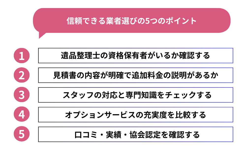 信頼できる業者選びの5つのポイント