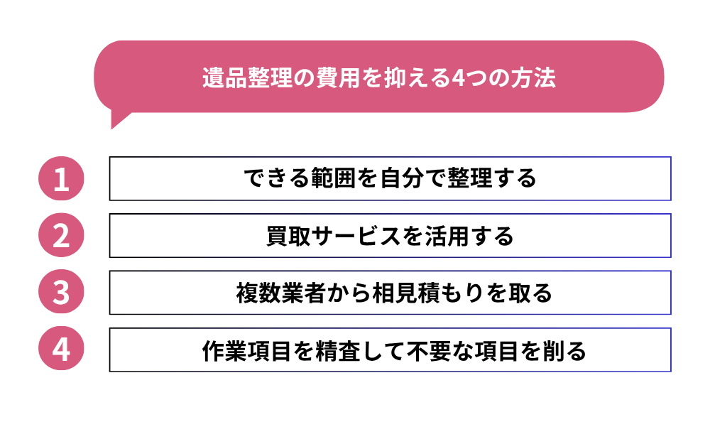 遺品整理の費用を抑える4つの方法