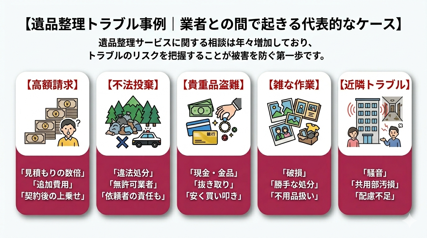 遺品整理のトラブル事例|業者との間で起きる代表的なケース